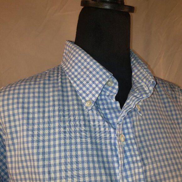 Brooks Brothers Blue & White Checks Button Down Dress Shirt - 16.5 - 4 - Picture 1 of 5